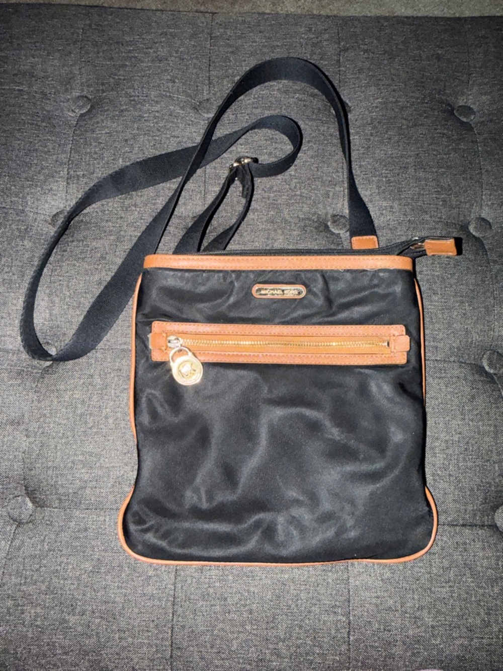 Michael Kors Black Crossbody with Brown Trim